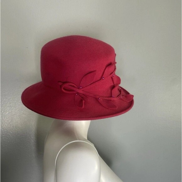 Vintage Betmar Demure Wool Beaded Pink Brim Hat main image 7